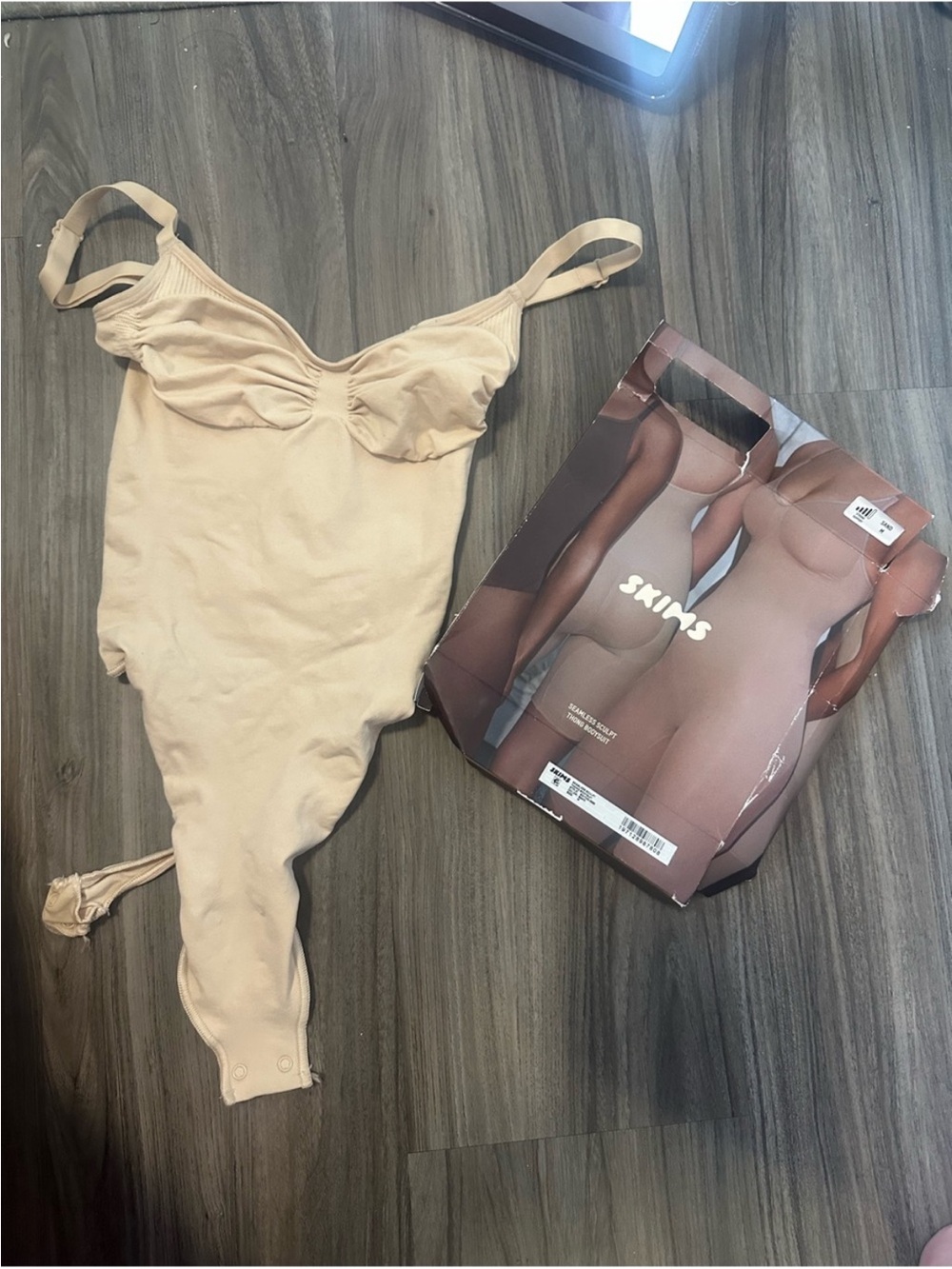 SKIMS Nude-Tone Stretch Bodysuit with Adjustable Straps